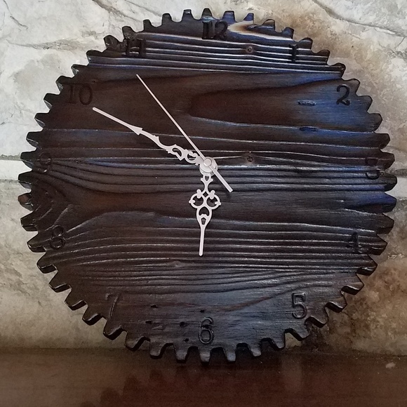 Other - ⭐HP⭐ Shou sugi ban Japanese wood burned gear clock